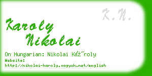 karoly nikolai business card